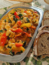 56. Bohnen mit Paprika und Spinat